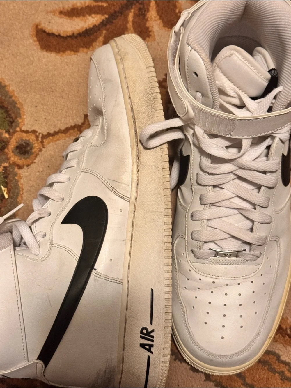 Nike Air Force 1 High while black Sneakers with Black Swoosh
